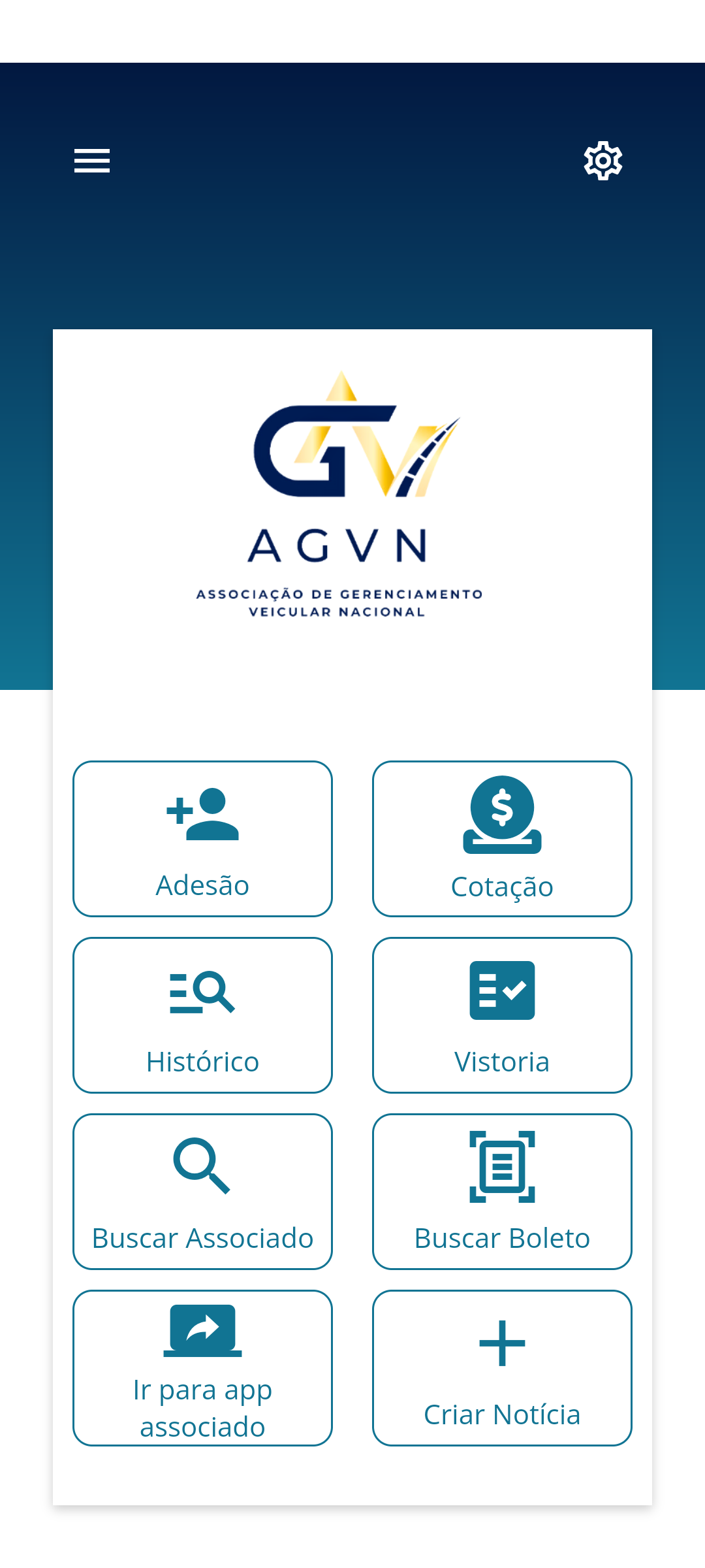 Painel administrativo AGVN